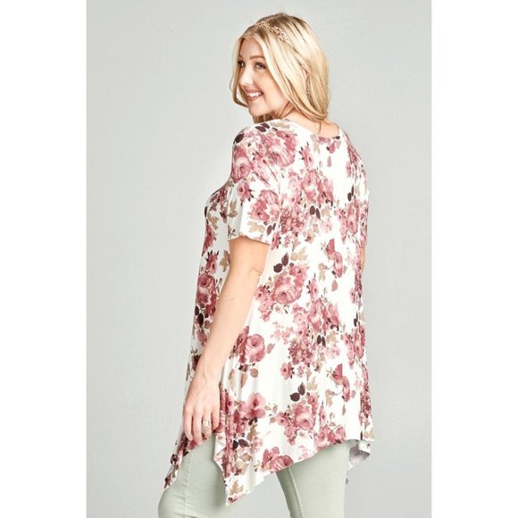 Oddi Floral Sharkbite Tunic, Off White - Picture 2 of 4